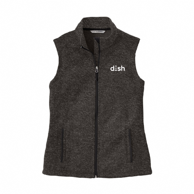 Ladies Sweater Fleece Vest with Dish Logo