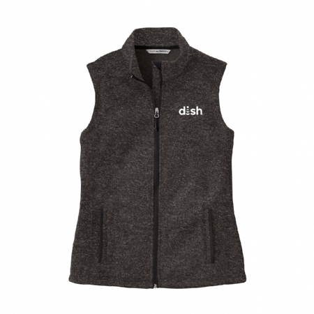 Ladies Sweater Fleece Vest with Dish Logo