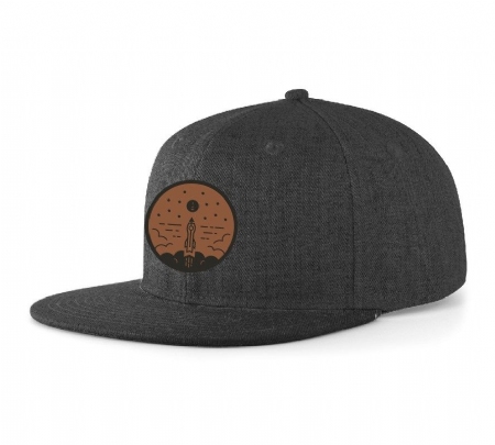 Vintage Heather Snapback Cap with Rocket Leather Patch